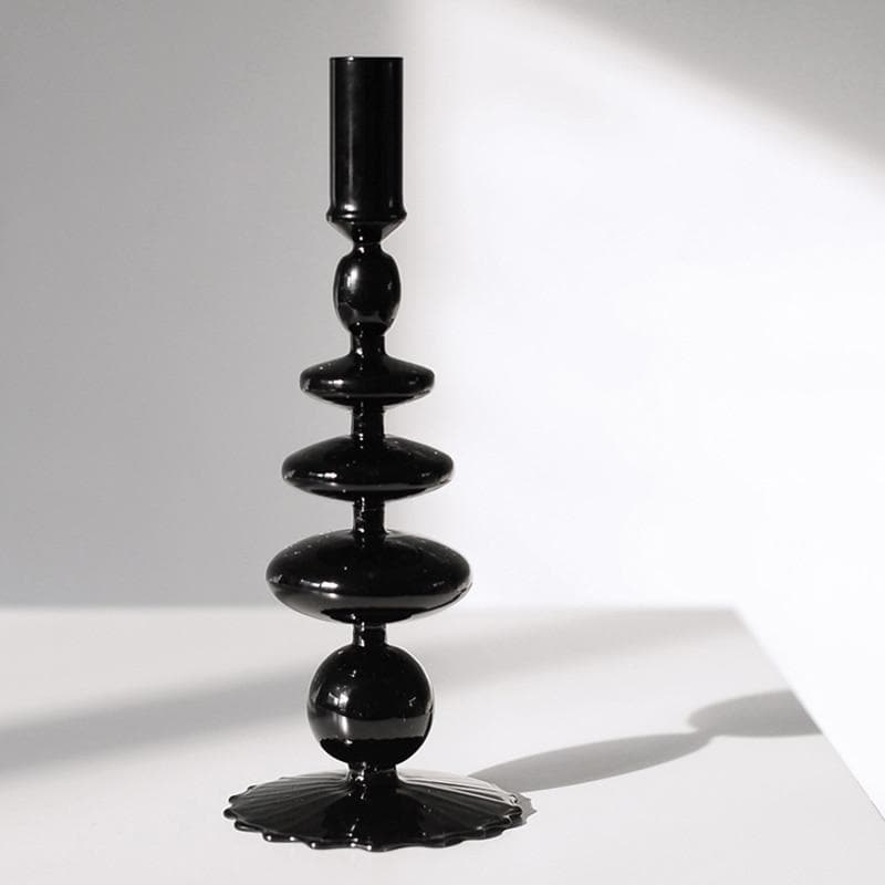 Geometric Black Eco-friendly blown glass candle holder