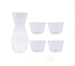 octagon clear crystal  glass pitcher and cups