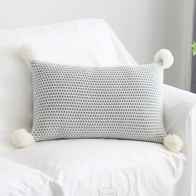 Rectangle Textured White Throw Pillow