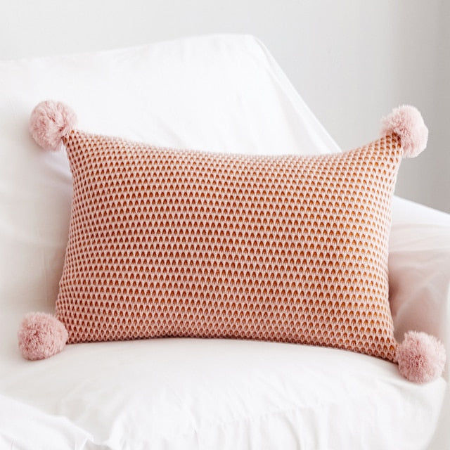 Rectangle Textured Pink Throw Pillow