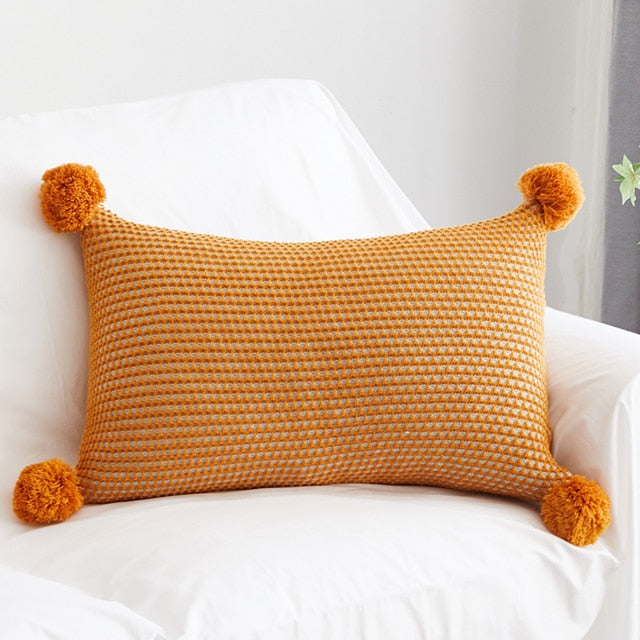 Rectangle Textured Orange Throw Pillow