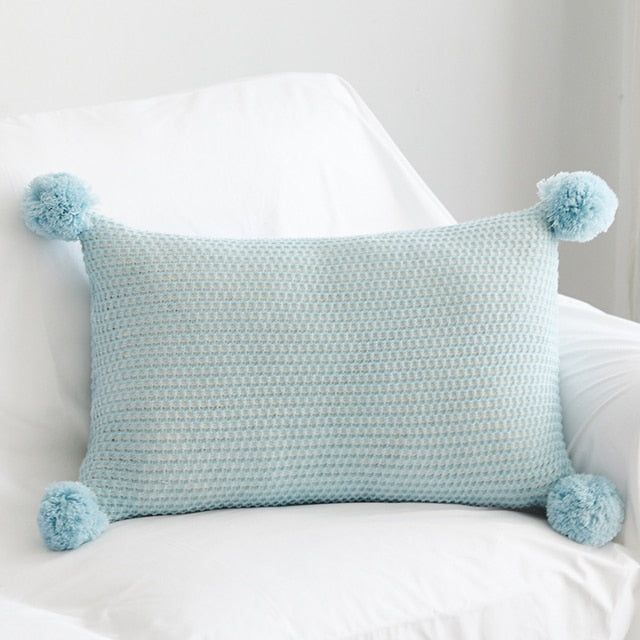 Rectangle Textured Blue Throw Pillow