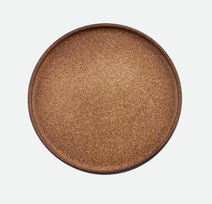 round brown cork pattern aged stain design flat plate