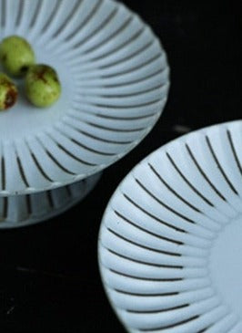 Ceramic Round Vintage Embossed Lines Anti Skid Plate