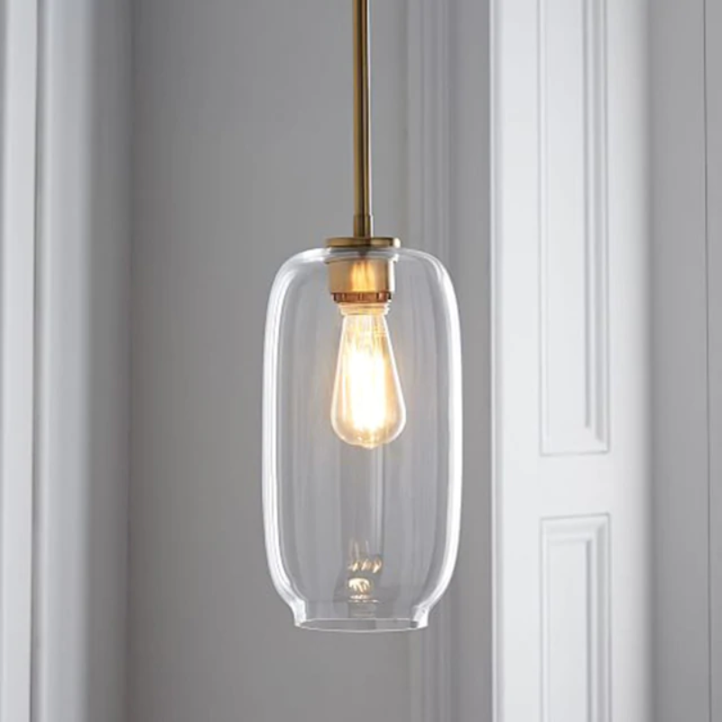 Sculpted Clear Glass Brass Luminaire  for Hallway and Dining Pendant Lamp