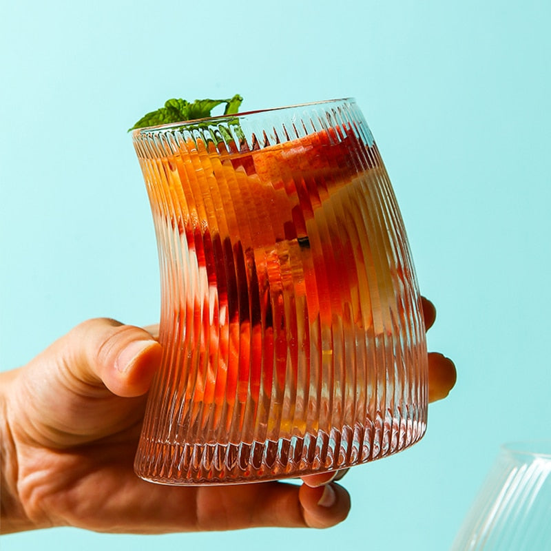 stylish water or cocktail glass curved