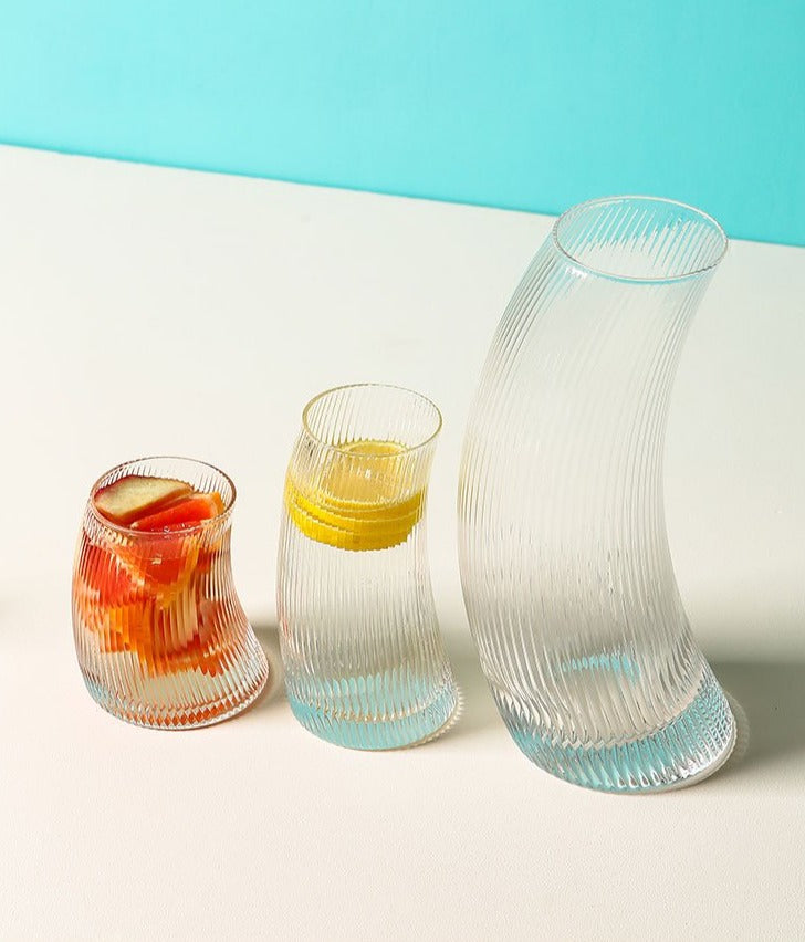 water cocktail Jar and Glass Set curved