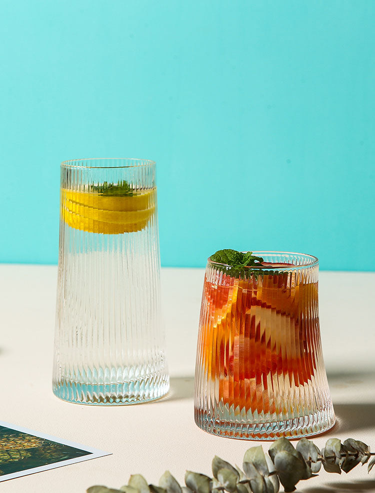 curved stylish water or cocktail glass