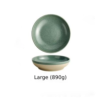 round ceramic green plate and bowl