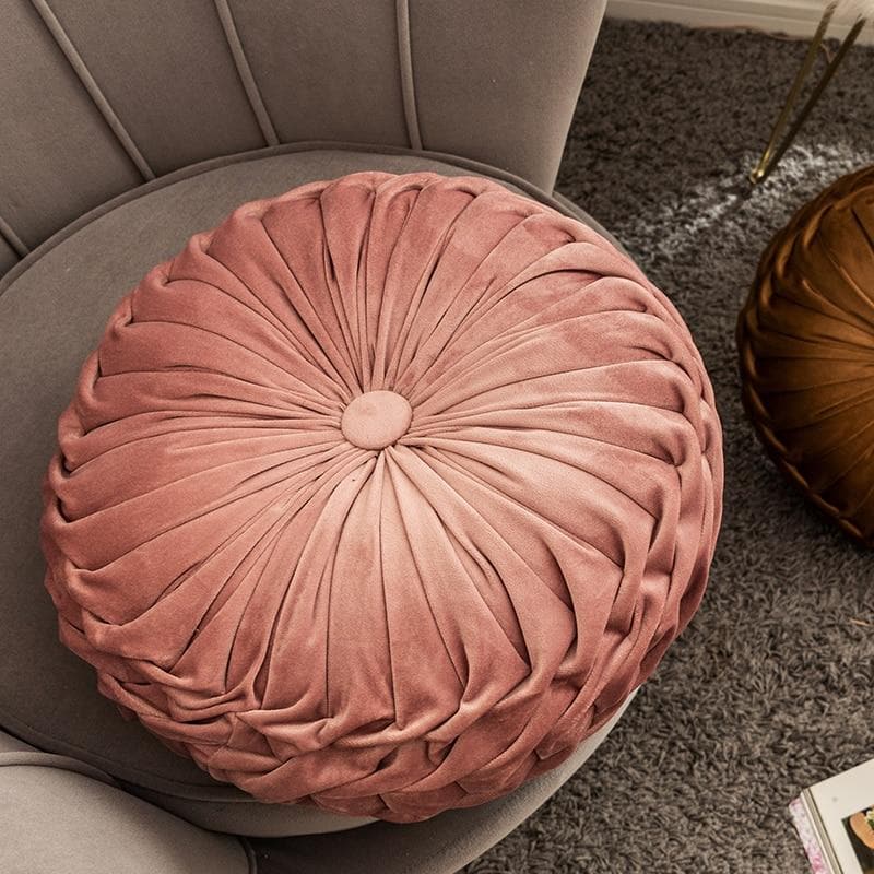 Round Cushion Soft Velvet Pillow Pink Solid Color Floor Pat 40x40cm Handcraft Home decoration Sofa Chair Car Decor pink