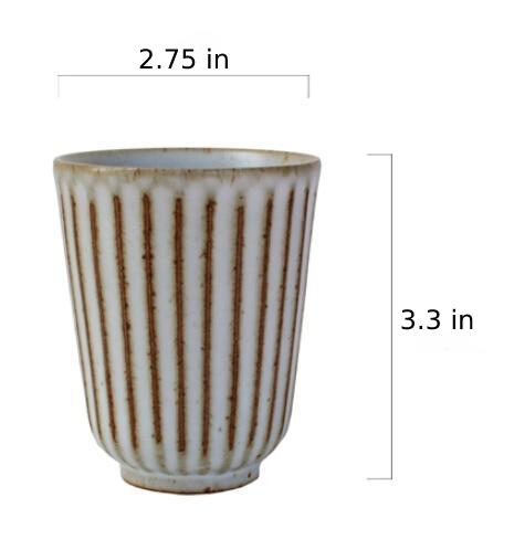 round scalloped textured body ashy white ceramic cup