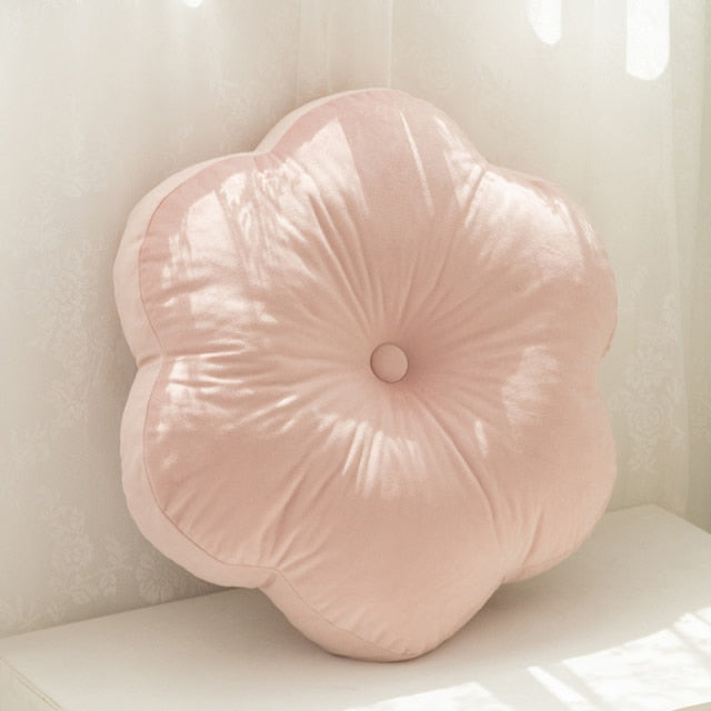 flower shaped pink velvet cushion pillow