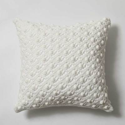 Vintage Cotton Crochet Knit Pillow Cover Ivory White