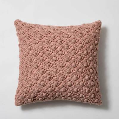 Vintage Cotton Crochet Knit Pillow Cover Sand Pink