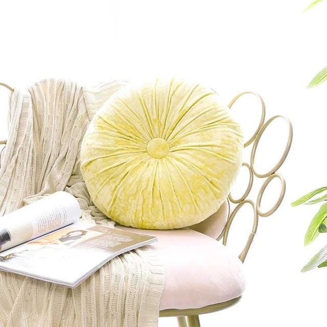 European Style Round Solid Seat Cushion Velvet Fabric Back Cushion Sofa Pillow Bed Pillow yellow