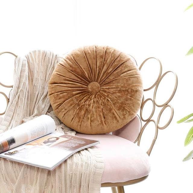 European Style Round Solid Seat Cushion Velvet Fabric Back Cushion Sofa Pillow Bed Pillow rust brown