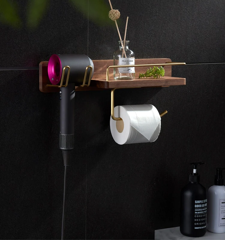 Wooden Paper Towel Rack and Storage for Bathroom