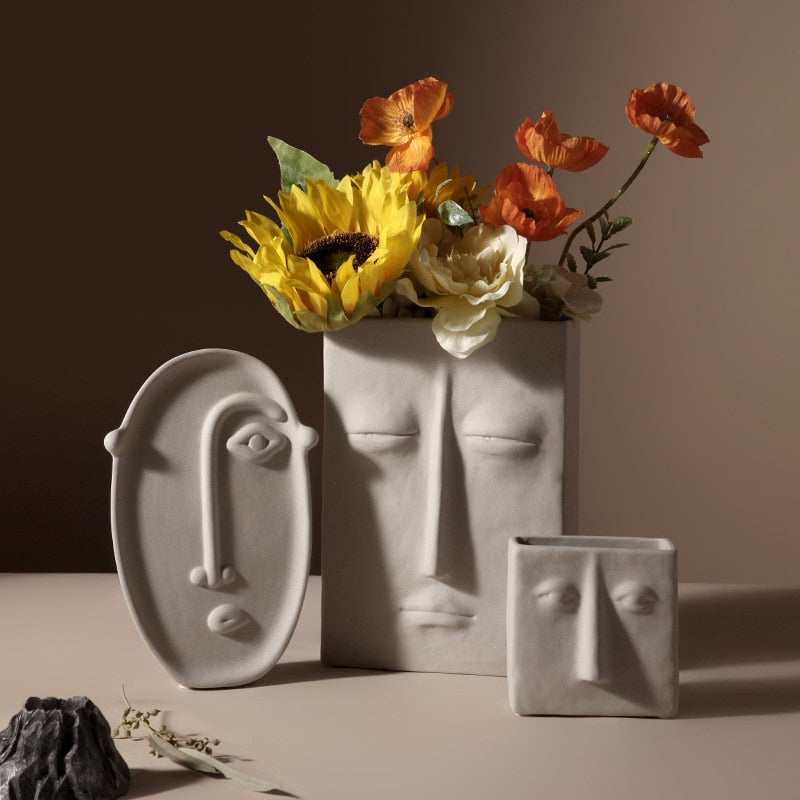 square rectangle oval face ceramic vase