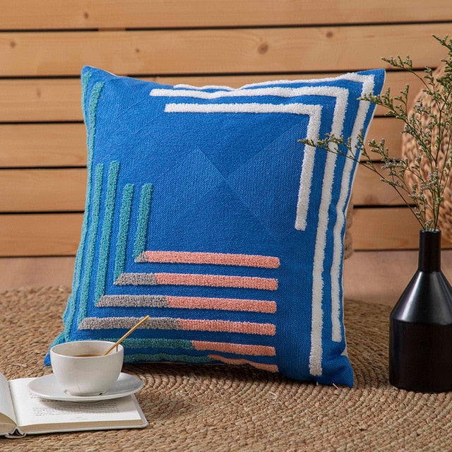 Sunny Geometric Flocked Pillow Covers
