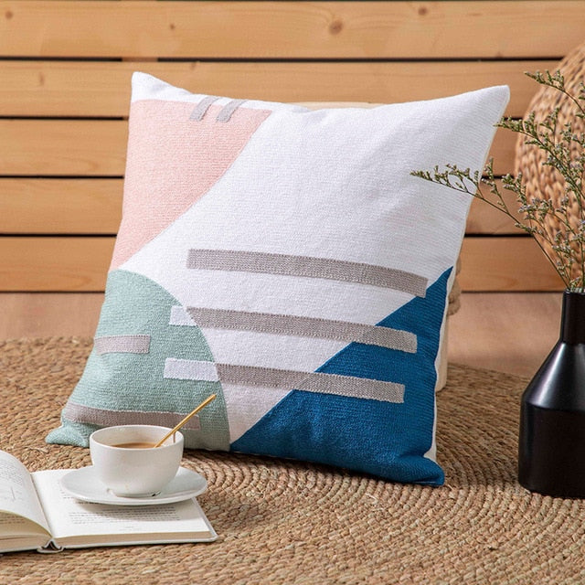 Sunny Geometric Flocked Pillow Covers