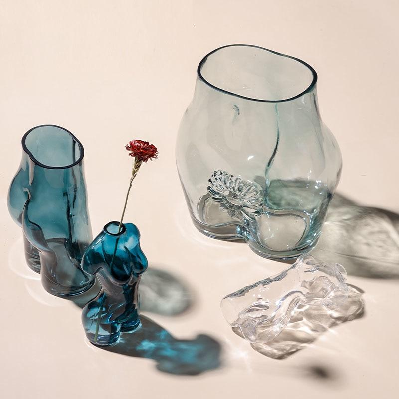 body sculpture transparent tinted glass vase