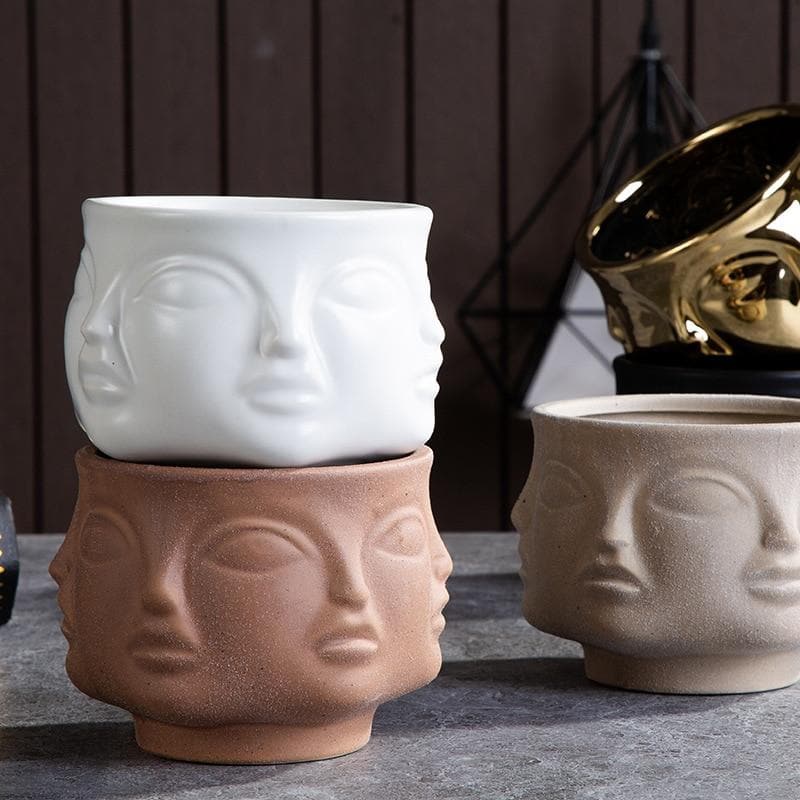 Designer Boho Ceramic Face Planters for Home Garden & Decor Dora Maar Jonathan Adler