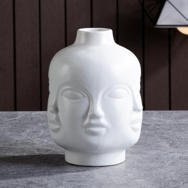 Designer Boho Ceramic Face Planters for Home Garden & Decor Dora Maar Jonathan Adler White