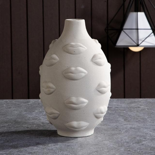 Designer Boho Ceramic Face Planters for Home Garden & Decor Dora Maar Jonathan Adler Natural Clay Kiss