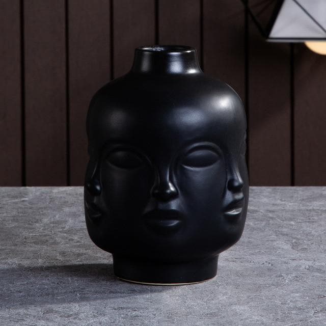 Designer Boho Ceramic Face Planters for Home Garden & Decor Dora Maar Jonathan Adler Black