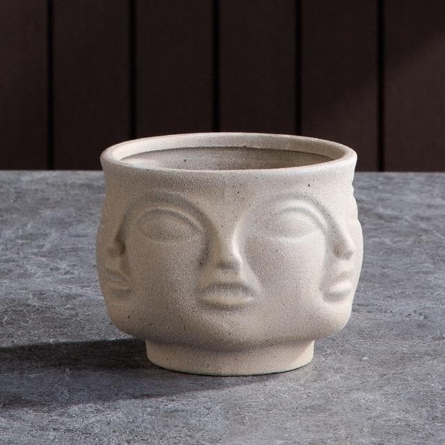 Designer Boho Ceramic Face Planters for Home Garden & Decor Dora Maar Jonathan Adler NAtural Clay