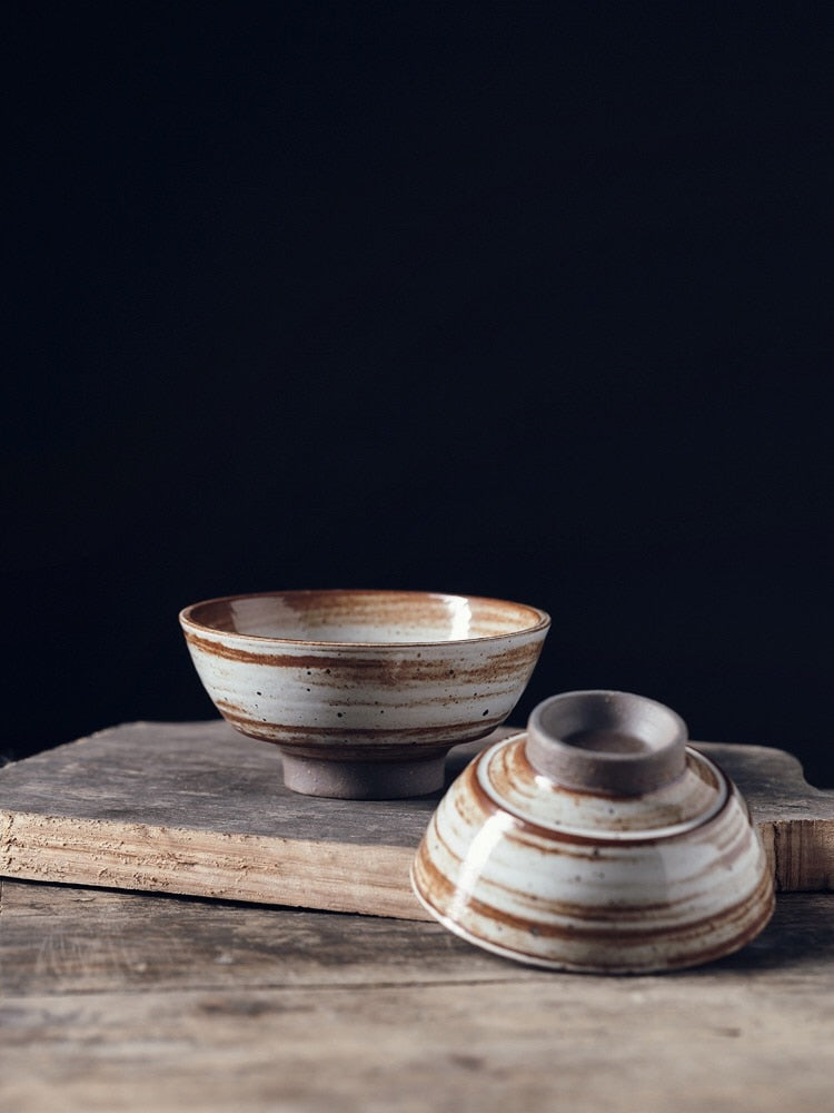 Glassbowl Ceramic Handmade Bowl Retro Design for Tableware