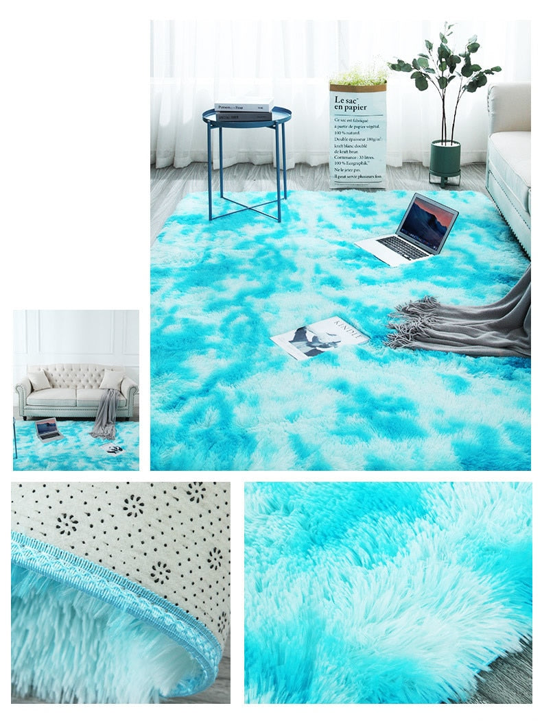 circular polyester tie-dye faux fur rug