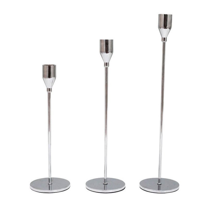  metal Alloy material with glossy finish grey candle holder
