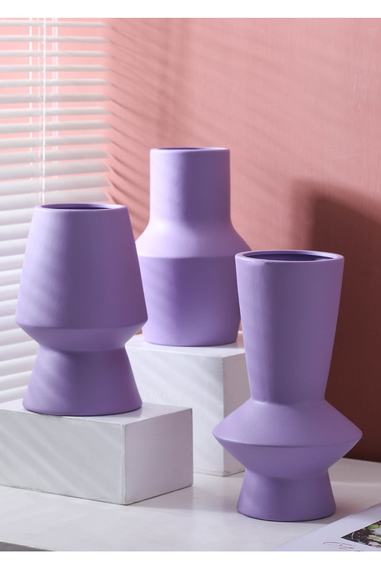 cylinder abstract vibrant lilac ceramic vase