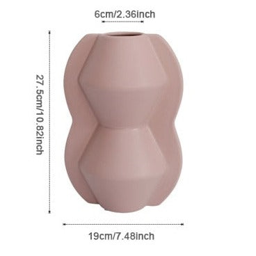 rectangle round ceramic matte pink tabletop vase