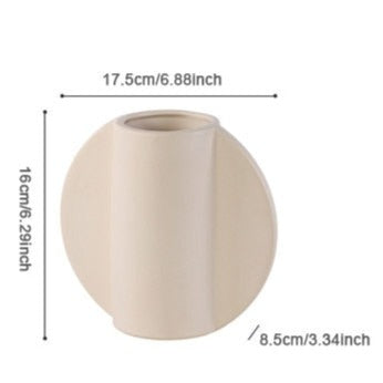 rectangle round ceramic matte white tabletop vase