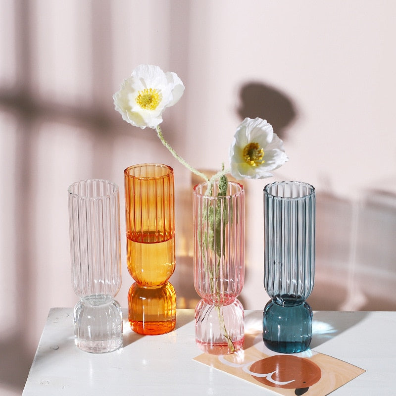 cylinder Color Stained Glass Tabletop Vase