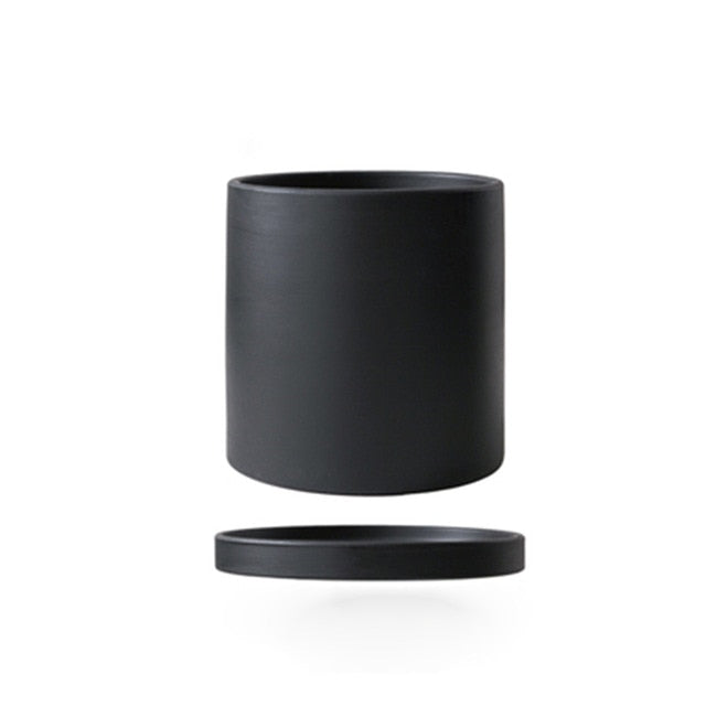 black ceramic Planter cylinder shape