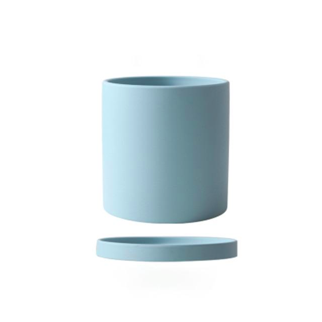 blue ceramic Planter cylinder shape
