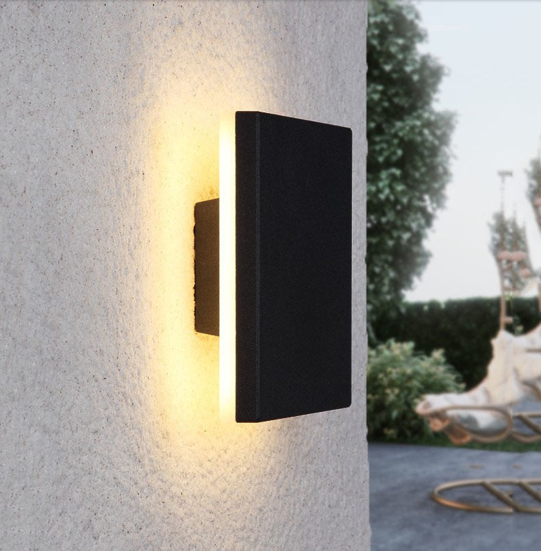 Square Black Gray Wall Mounted Outdoor Light