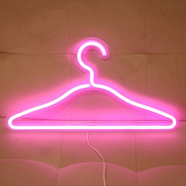 neon usb LED light pink  clothes hanger