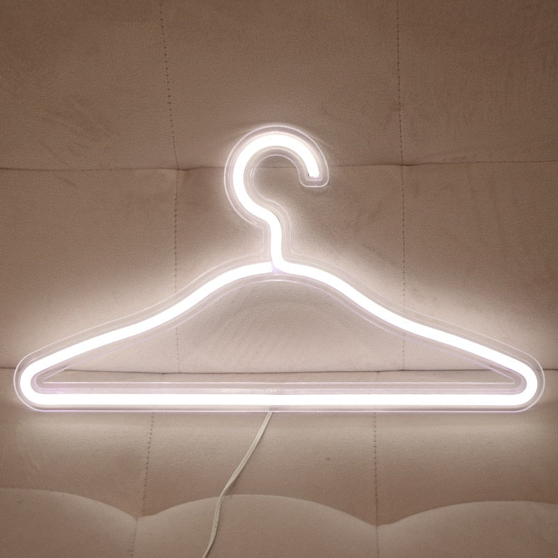 neon usb LED light white clothes hanger