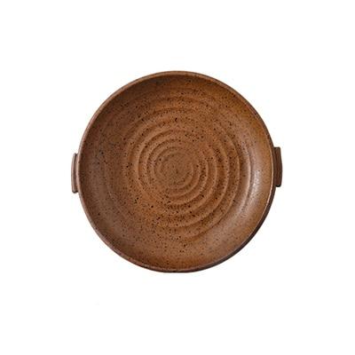round ceramic vintage aged brown dinner dish plate