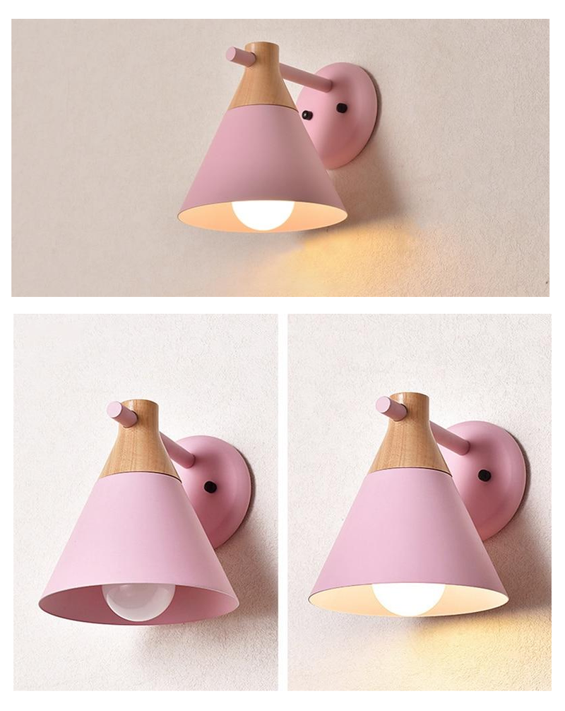 Cone Metal & Wood wall lamp