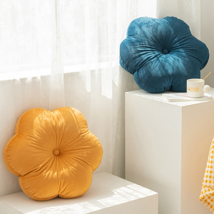 flower shaped colorful velvet cushion pillow
