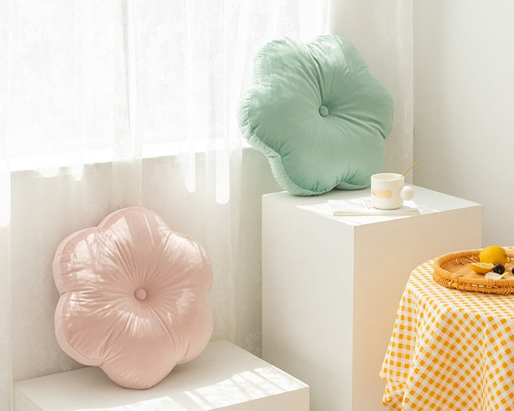 flower shaped colorful velvet cushion pillow