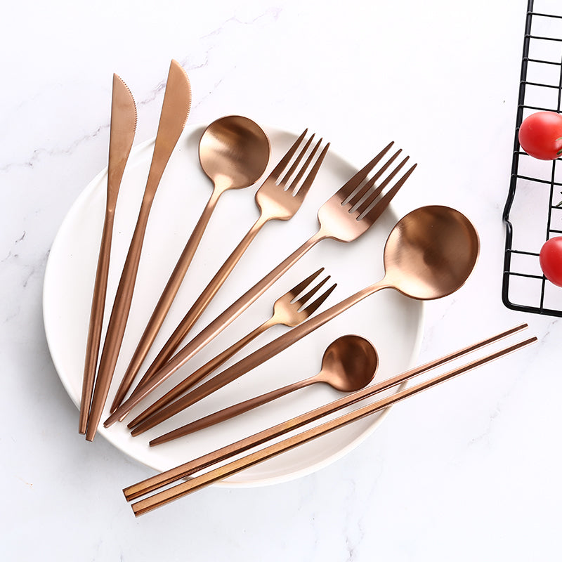 stainless steel rose gold cutlery set