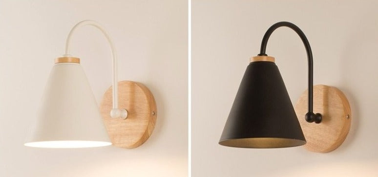 Elegant Curve Wood & Metal Wall Lamp