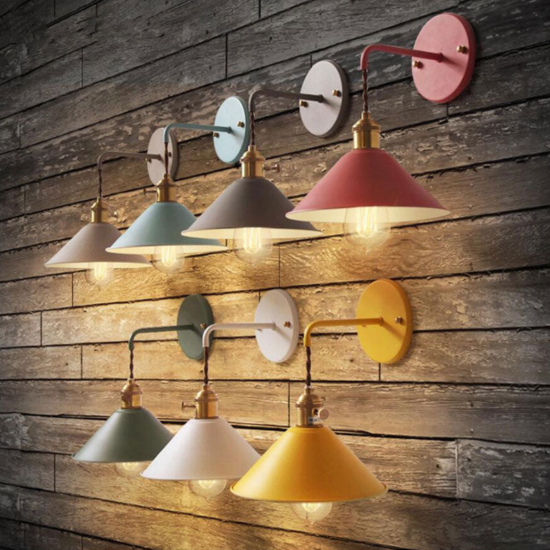 Vintage Farmhouse Colored Metal Wall Lamp