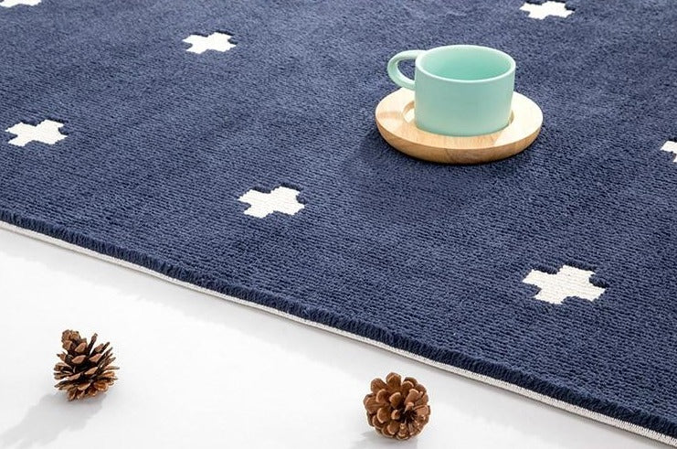 Rectangle Blue cross Floor mat